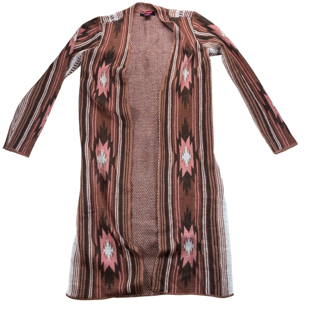 Rock & Roll Denim‎ Duster Long Sweater Cardigan Small Aztec Southwestern Boho